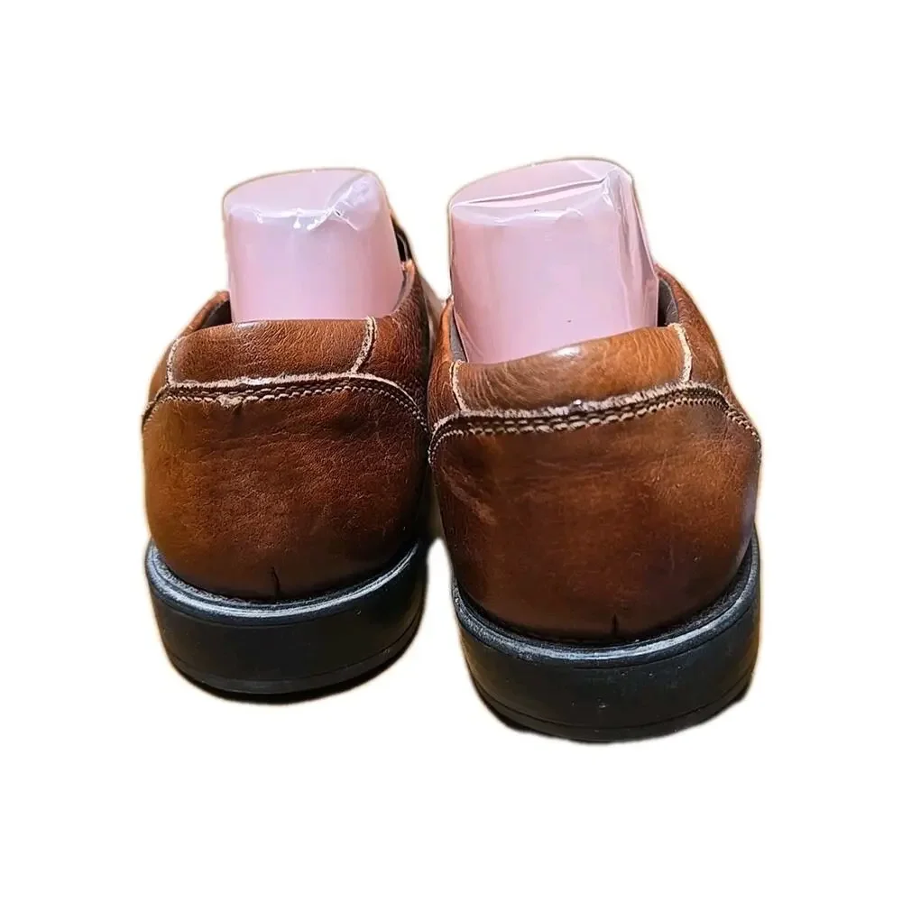 Johnston & Murphy Macomb Brown Sheepskin Leather Business Dress Shoes Mens 11.5M